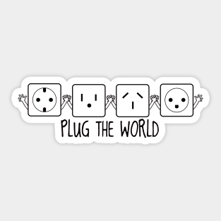Plug the world (design sockets around the world) Sticker